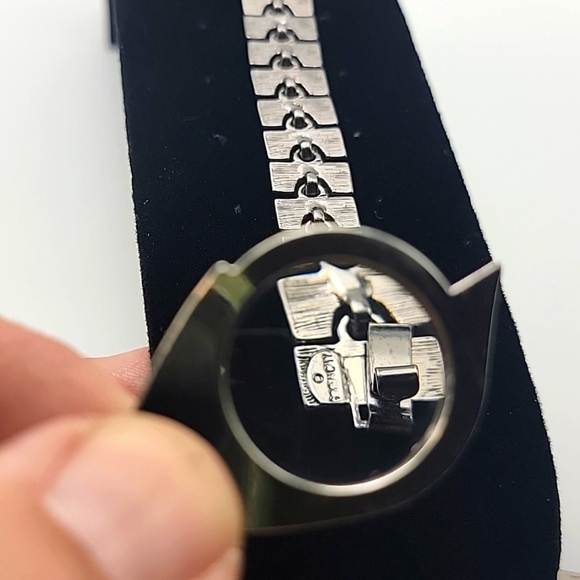 Vtg Givenchy Double Row Blue AB Gun Metal Tennis Bracelet Unisex Japan Classy - Picture 5 of 11